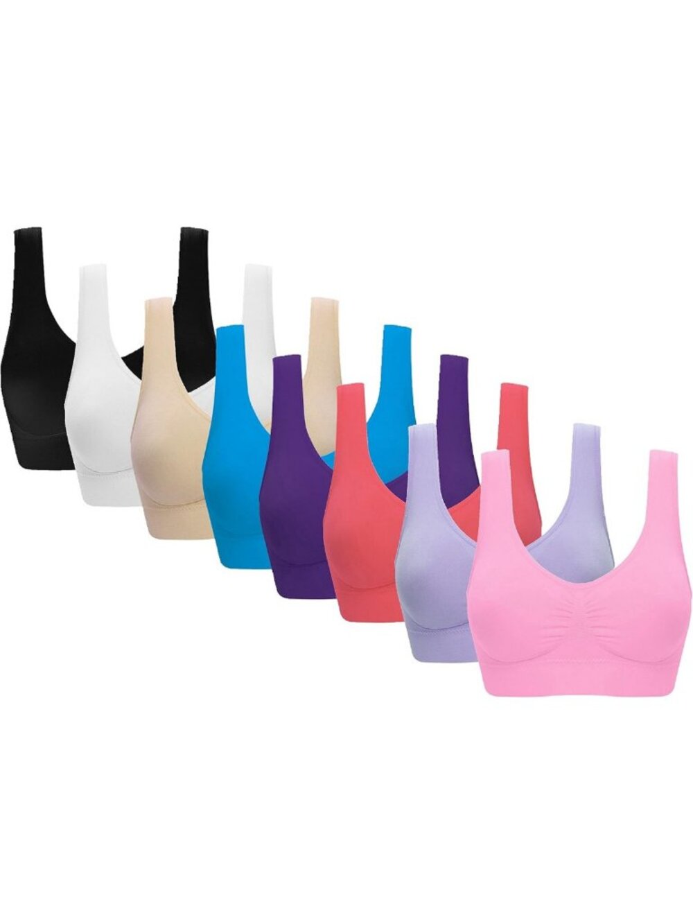 3 Pack Seamless Sports Bras for Women - Comfortable, Removable Pads, Activewear